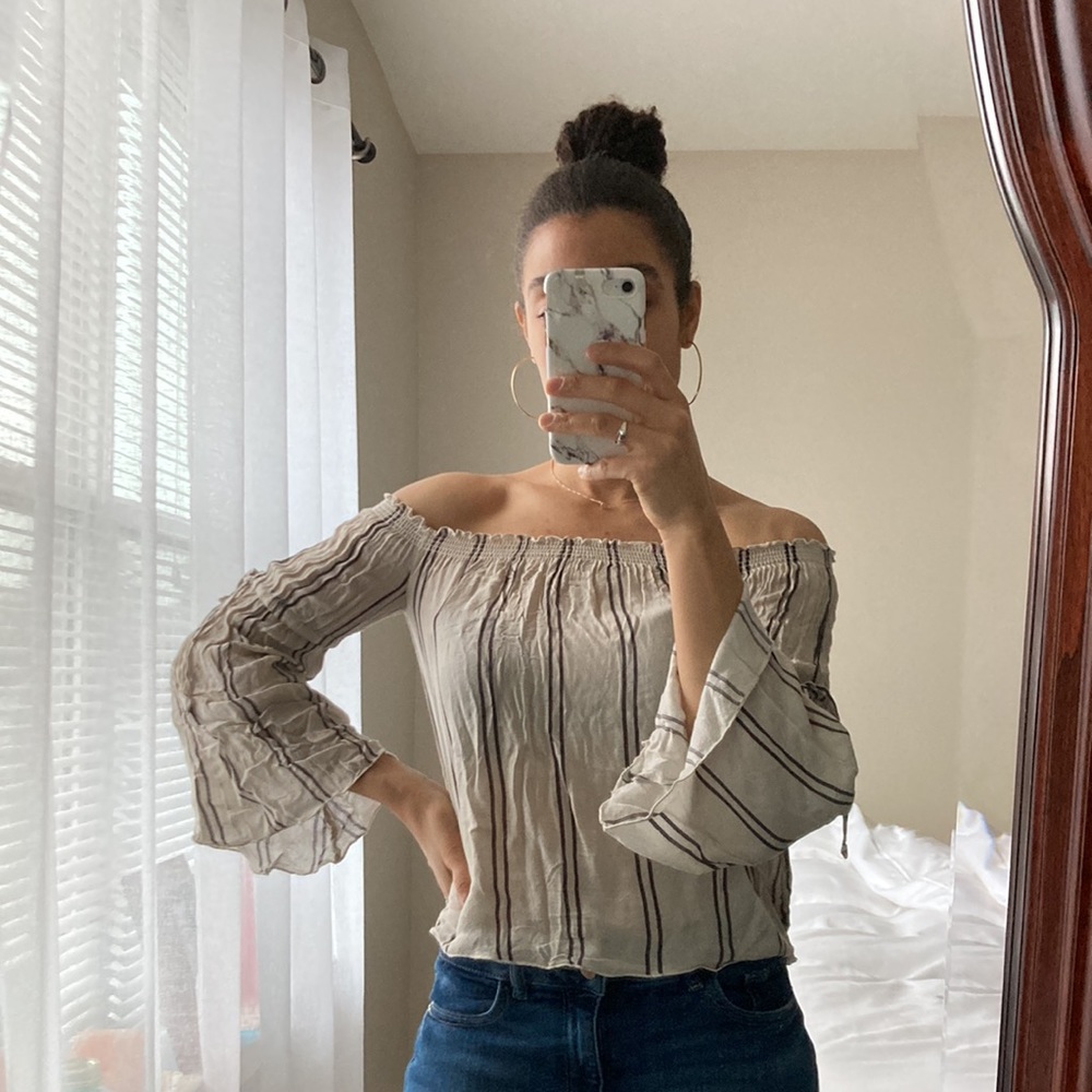 Chaser Boho Festival Concert Off Shoulder Striped Top